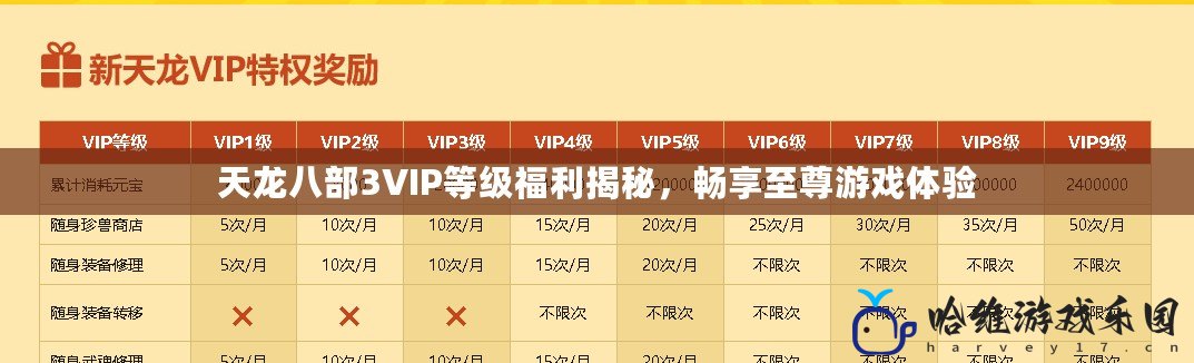 天龍八部3VIP等級福利揭秘，暢享至尊游戲體驗