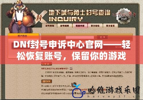 DNf封號申訴中心官網——輕松恢復賬號，保留你的游戲夢想