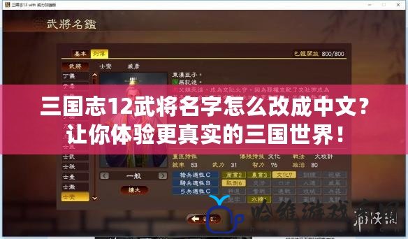 三國志12武將名字怎么改成中文？讓你體驗更真實的三國世界！