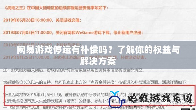 網易游戲停運有補償嗎？了解你的權益與解決方案