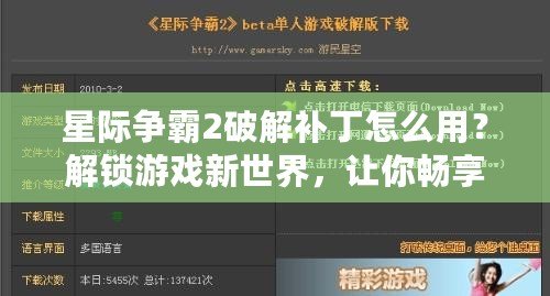 星際爭霸2破解補丁怎么用？解鎖游戲新世界，讓你暢享無限樂趣！